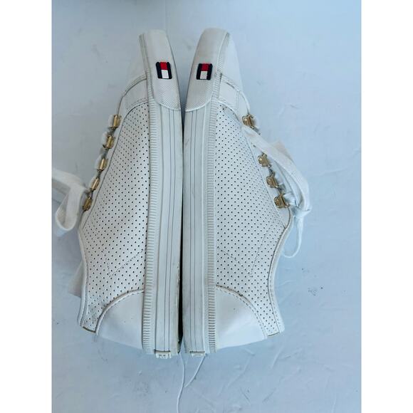 Tommy Hilfiger Classic Tennis Vegan White Gold Low Top Sneaker Shoes Sz 8.5M - Picture 6 of 11